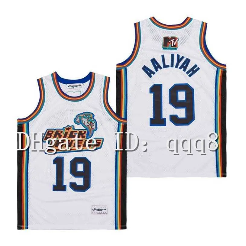 Gla Aaliyah # 19 Bricklayers Basketball Jersey 1996 MTV Rock TODOS los jerseys de baloncesto baratos cosidos