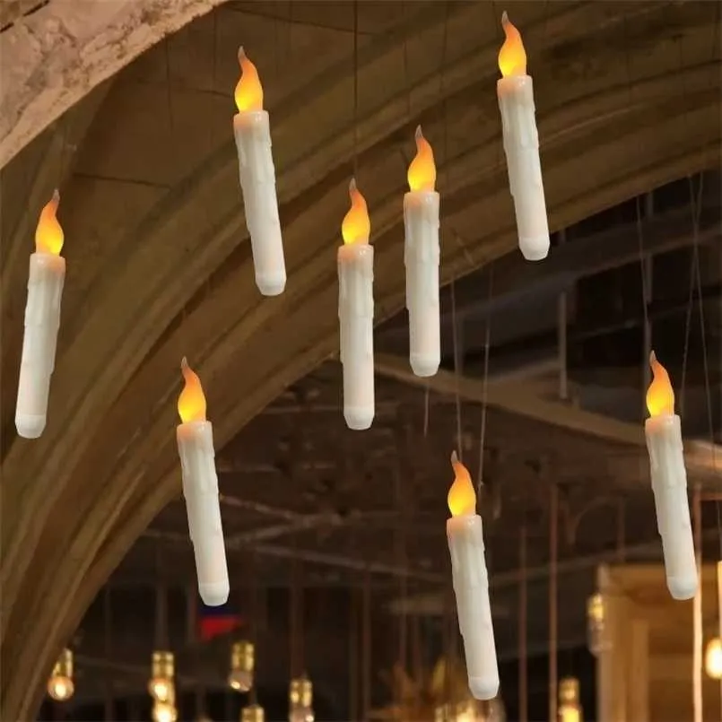 Dekoracje świąteczne 61230PCS Floating LED świece zdalne sterowanie Flumble Bilkle Candle Halloween Decor Przyjęcie Urodzinowe Materiały ślubne 220924