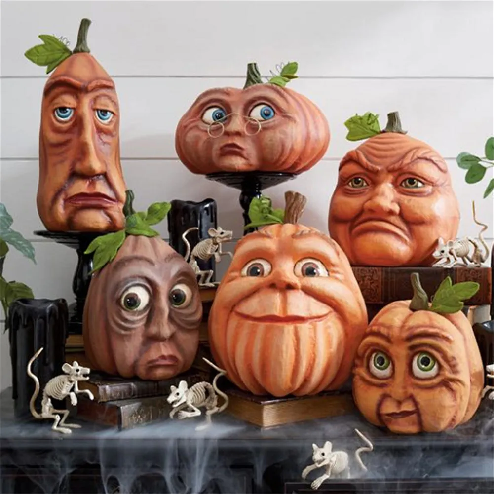 Halloween künstlicher Kürbis Gesichtsform Party Dekoration Thanksgiving Herbst Harvest Kürbis Requisiten für Zuhause