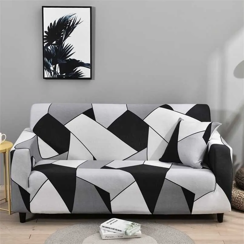 Stol t￤cker geometri pl￤d soffa slipcovers stretch f￶r vardagsrum elastisk soffa handduk 1234-sits 220922