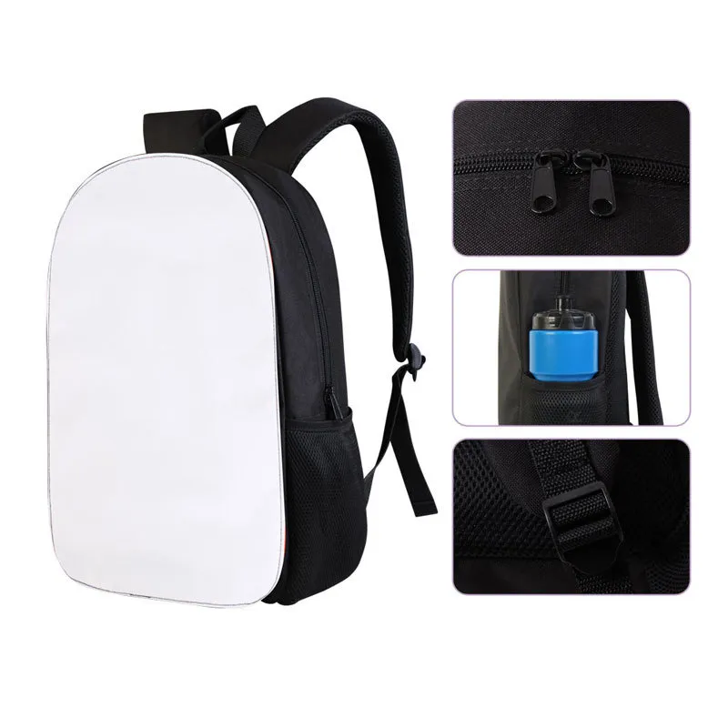 SUBlimação em branco Backpack Sacos de transferência térmica Branco Blank Satchel 16 polegadas de 16 polegadas DIY Sachent School School Wholesale A02