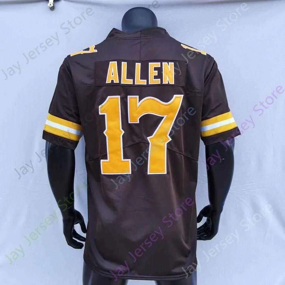 2021 New NCAA College Wyoming Jersey 17 Josh Allen Coffee White Size S-3XL Adult Youth All Stitched Embroidery