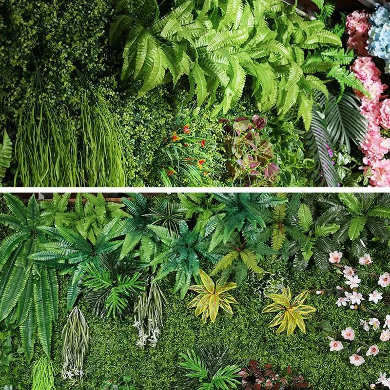 Flores decorativas, 40x60cm, planta falsa, césped Artificial, pared, césped de plástico, cerca de musgo, bricolaje, jardín al aire libre, decoración de fondo para el hogar