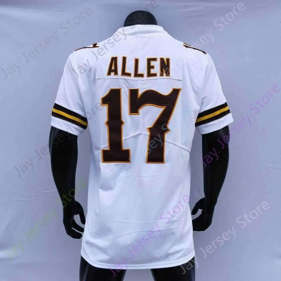 2021 New NCAA College Wyoming Jersey 17 Josh Allen Coffee White Size S-3XL Adult Youth All Stitched Embroidery