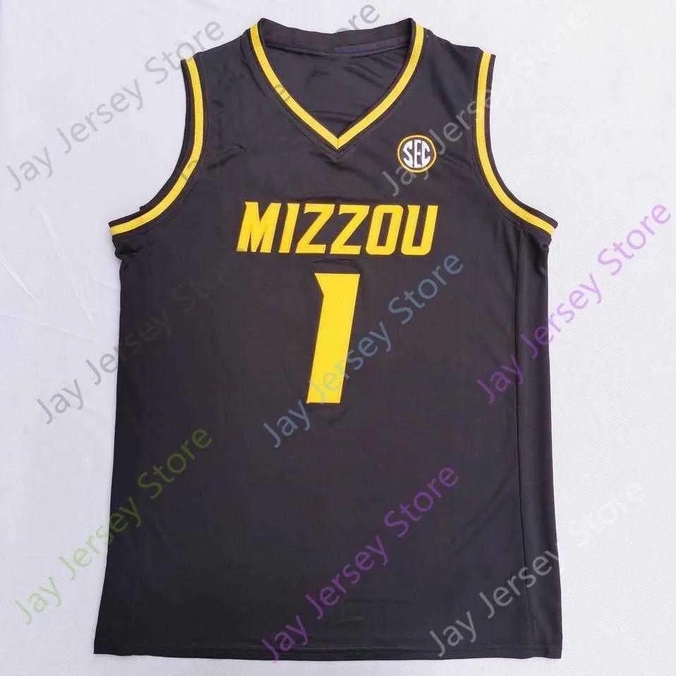 2020 New NCAA Missouri Tigers Jerseys 1 Xavier Pinson College Basketball Jersey Black Size Youth Adult