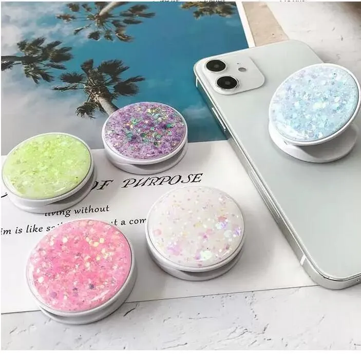 Blandade färger Universal Bil Glitter Bling Telefonhållare för smarta telefoner Grip Stand Sockets Tabletter iphone X Samsung