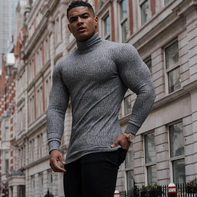 Mens Slim Fit Muscle Fit Turtleneck Sweater Sweater For Autumn Winter Casual Roll Neck Solid Warm Pullover Style 220926 From Cong00 28.53 DHgate.Com