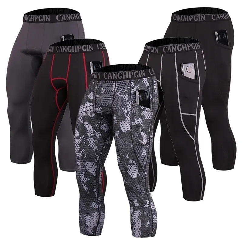 Pantaloni da uomo Calzamaglia da uomo Sport Leggings da corsa da uomo Allenamento in palestra 34 Abbigliamento sportivo Fitness Jogging Allenamento da ciclismo Compressione attillata corta 220924