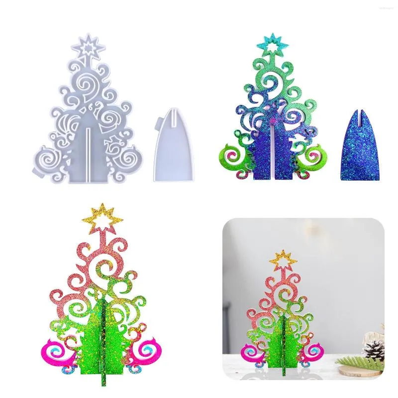 Christmas Decorations 3D DIY Crystal Epoxy Resin Mould Merry Tree Letter Silicone Mold For Art Xmas Table Ornament Year Home Decor