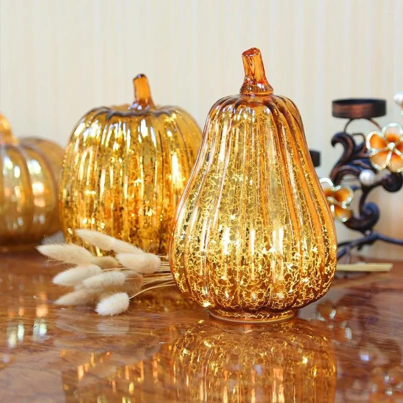 Украшение вечеринки Стеклянная тыква светодиодные светодиодные декоративные декоративные лампы Хэллоуин