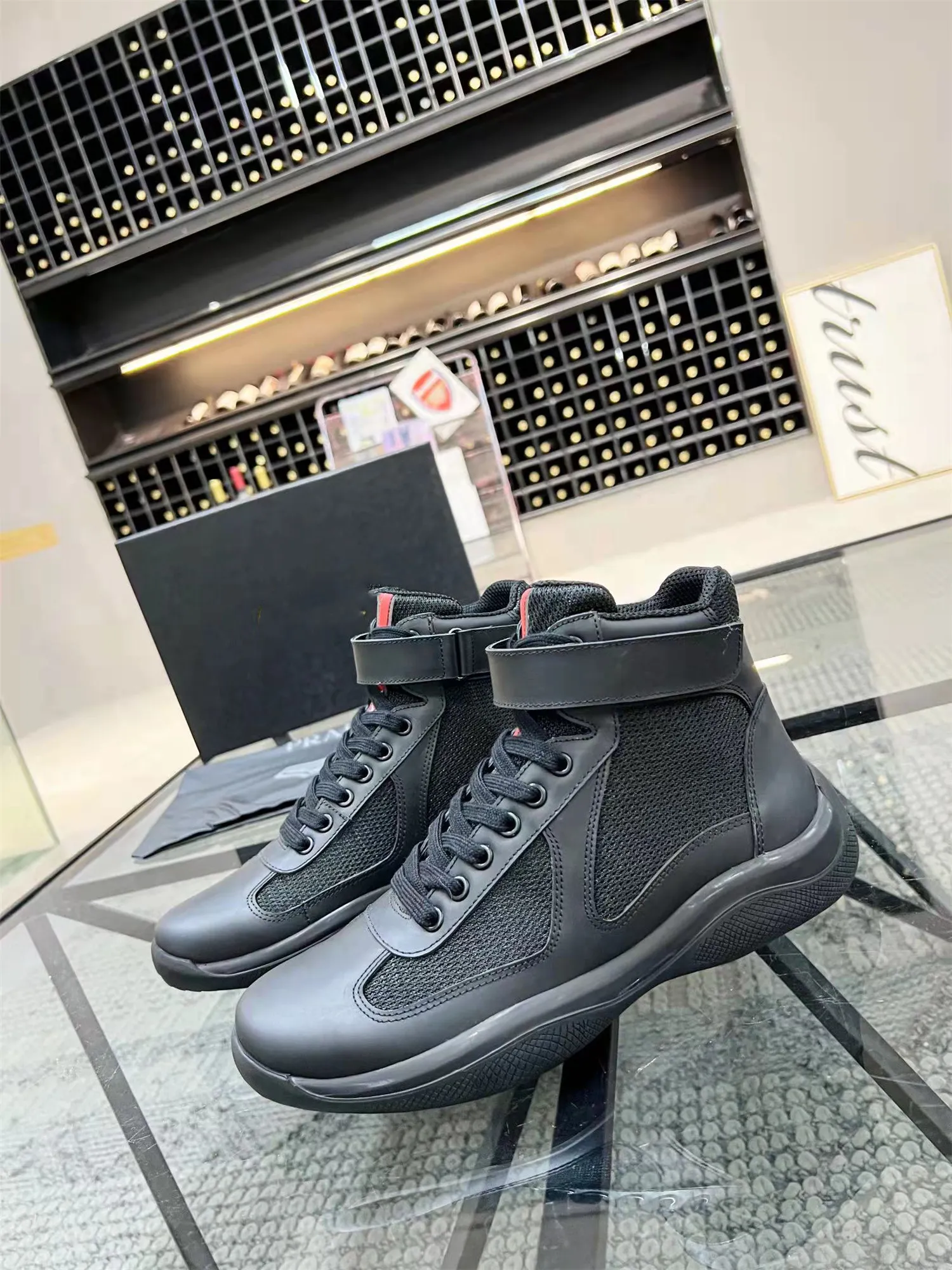 Americas Cup High-top Sneaker Scarpe da uomo in gomma casual in gomma da uomo Sport maschi in tessuto in pelle di pelle di cuoio Coppia Sconto calzature 38-46 38-46 38-46