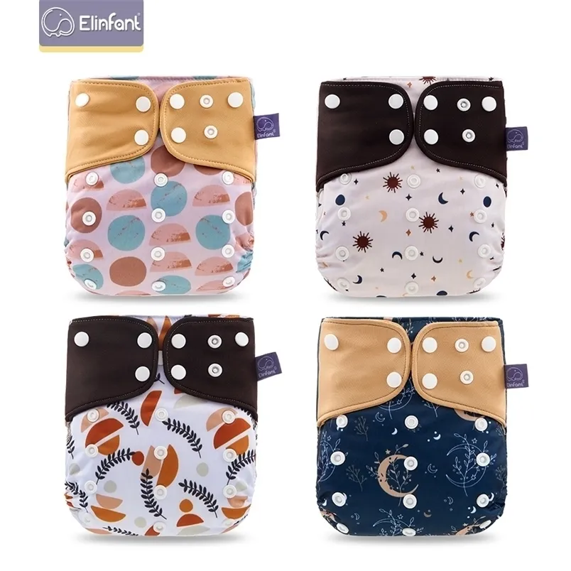 Frisas de pano elinfant malha cinza pano 4pcs fraldas ecologicamente corretas fraldas laváveis ​​fraldas fraldas ajustáveis ​​fraldas de bolso reutilizável 220927