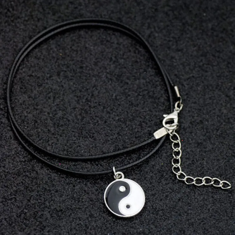 Neue Mode Tibetischen Silber Anhänger Yin Yang Stern Jesus Fisch Pentagramm Halskette Choker Charme Schwarz Lederband Fabrik Preis handgemachte Schmuck