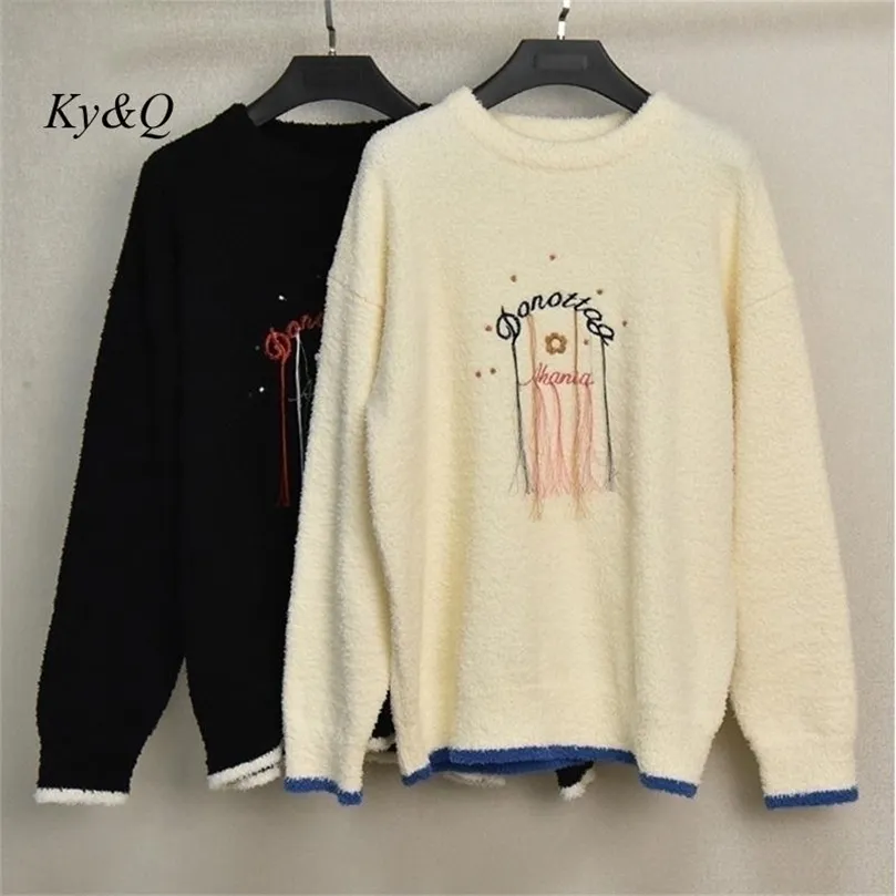 Kadın Sweaters Kadınlar Sonbahar ve Kış Yıldızları Aynı Bej On Skringed Sweater Mink Poleece Loose Lazy Longleeved Örgü Kazak Top 220923