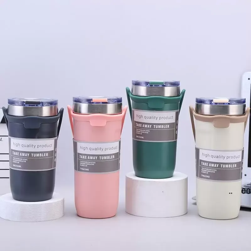 Tazza da caffè in acciaio inossidabile con manico 550/710ml Thermos per caffè a doppia parete per auto sottovuoto Seaway