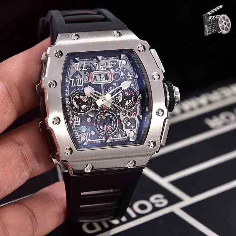 Superclone horloge Designer Luxury Mens Mechanics Rihca Milles Black Red Rubber Men Sapphire Automatisch mechanisch Tourbillion kalender zilver