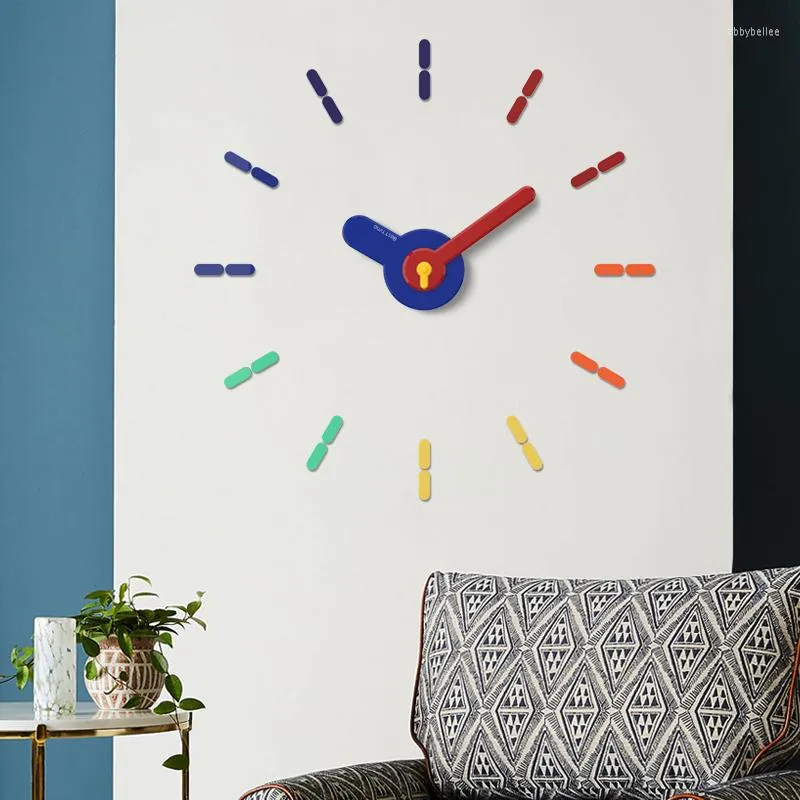 Wandklokken gekleurde 3D DIY Clock Digitale persoonlijkheid Unique Sticker Nieuwheid Orologio Da Parete Huishoudelijke producten BL50WC