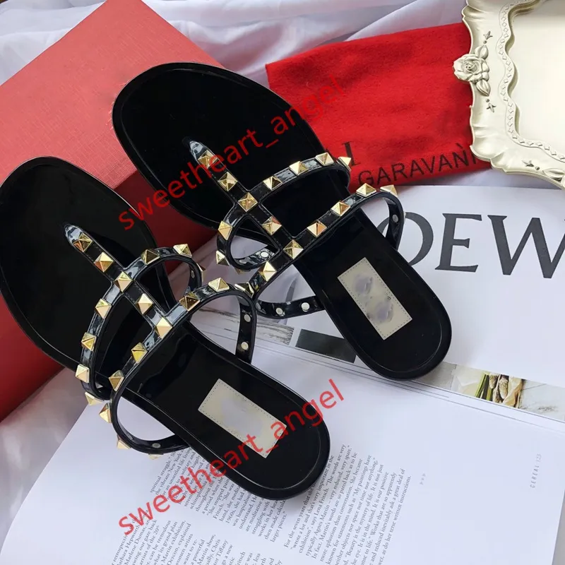 2021 New Luxe design Popular Women`s Flat Rivet Espadrilles Shoes Casual Sandals Leather Flat Slippers Flip Flop big size
