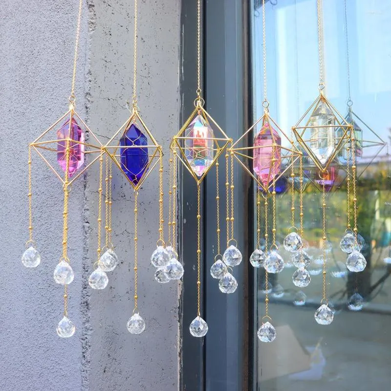 Figurines décoratives cristal carillons éoliens jardin salon couleur prisme décorations diamant carillons suspendus ornements jardinage