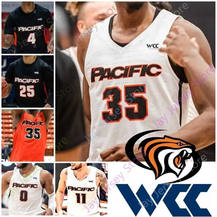 Mitch Custom 2020 Pacific Tigers Jersey de basquete NCAA College Michael Olowokandi Jahlil Tripp Justin Moore Gary Chivichyan Amari McCray Jenkins