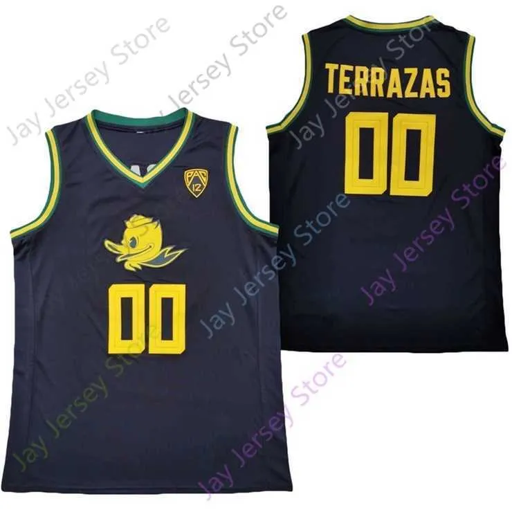 Mitch 2021 Новый NCAA College Oregon Ducks Jerseys 00 Terrazas Basketball Jersey Black Size Youth Alll