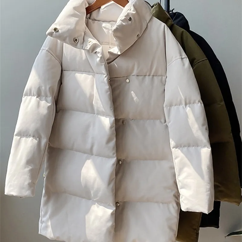 Dames down parkas syiwidii ​​herfst puffer jas winter jas vrouwen oversized dikker warme parka's elegante dames stand kraag knop naar beneden uit het kader 220926