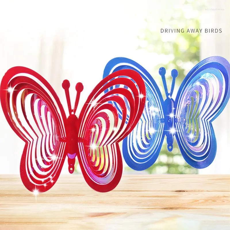 Decorative Figurines Geometric Art Butterfly Wind Spinner Yard Garden Decoration Outdoor Red