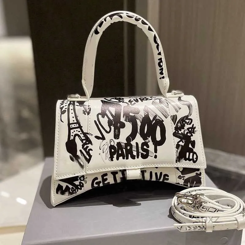 Bolsas de noite 2022 bolsas femininas bolsa de corpo cruzado bolsas de ombro bolsa moda couro graffiti impressão de letras metal ferragens aba removível bolsa de alça