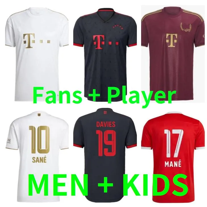 22 23 Bayern Munich Soccer Jersey de Ligt Gnabry Mane Goretzka Player Player Version Home Red Sane Gnabry Coman Muller Davies Kimmich Menfootball Men Kit Kid Kit Kit