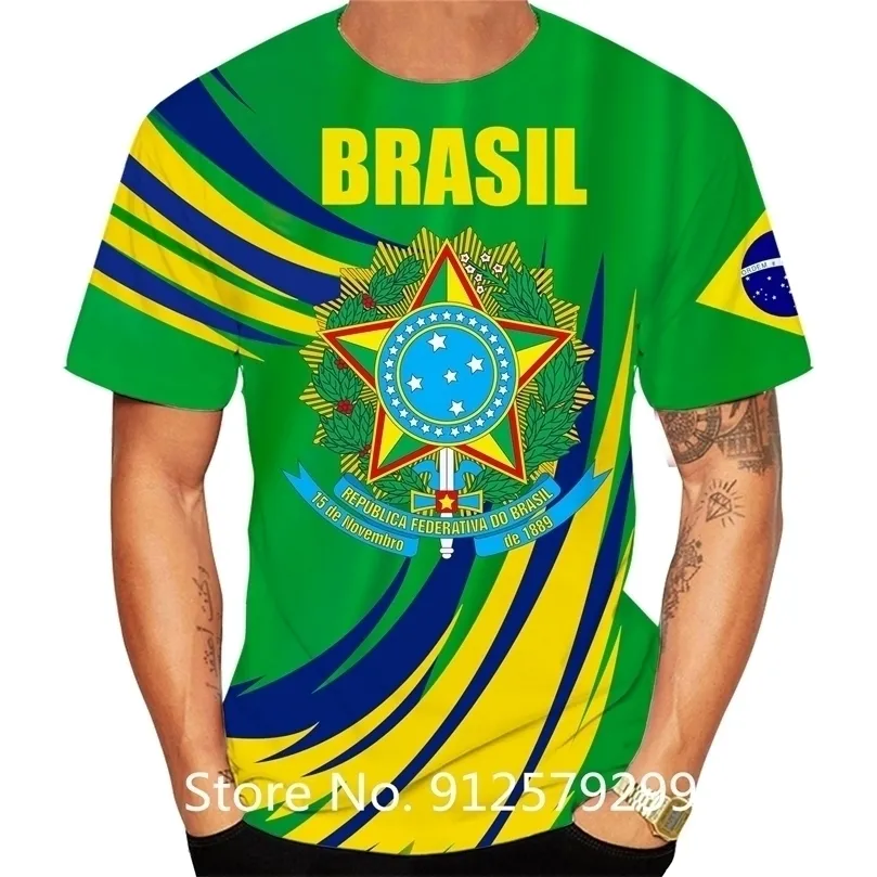 Outdoor TShirts Fashion 3d Brazil Pattern Print Tshirts Summer Brasil Short Sleeve T Shirt Hip Hop Streetwear Tops W220923