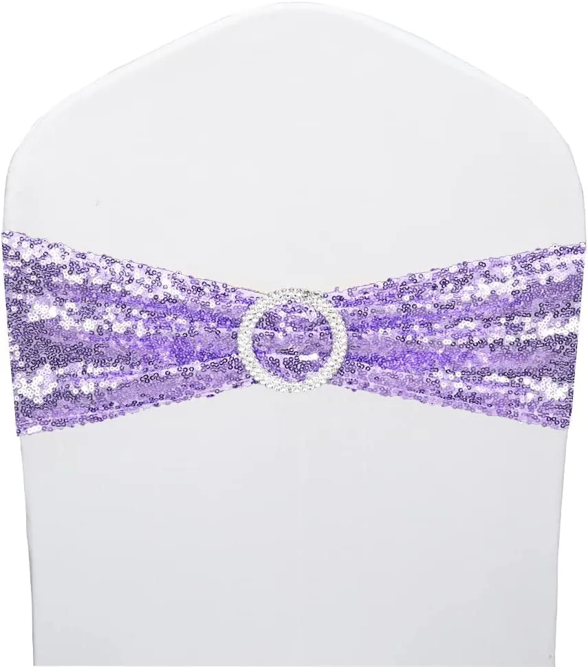 Telai per sedie Fasce elastiche con paillettes Spandex Fiocchi in poliestere per feste El Banchetti nuziali Decorazione Lavanda Drop Delivery 20 Sports2010 Am0Eb