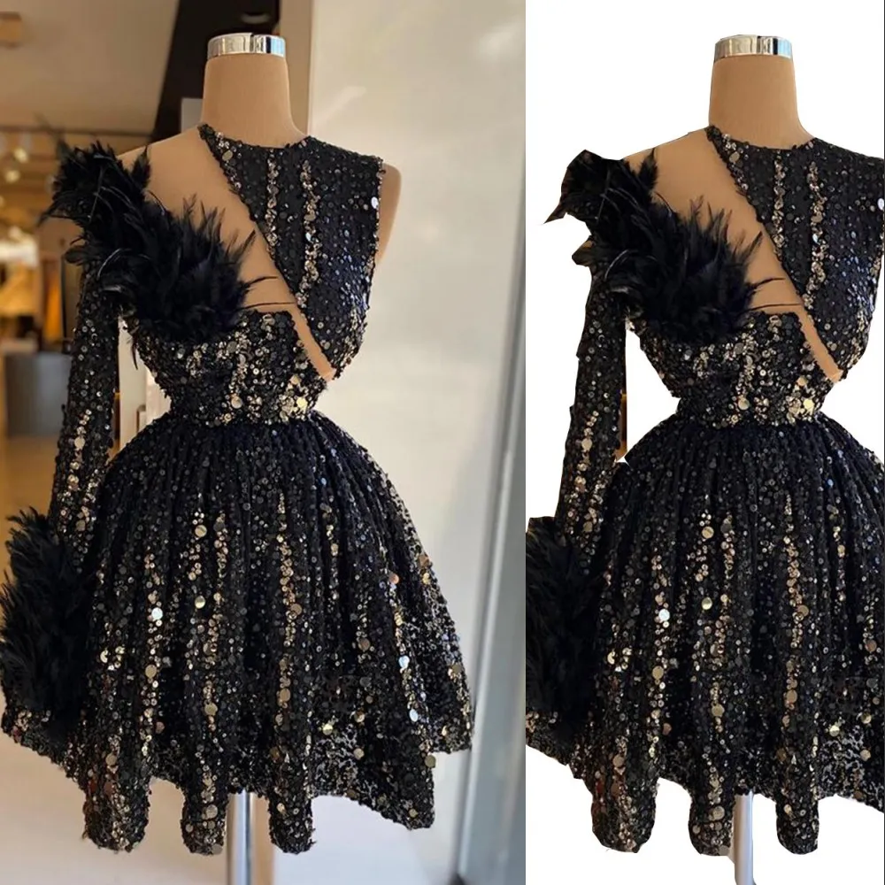 boat neck semi formal dress ALICE + OLIVIA Black Beaded Sequin Short Sleeve Mini Dress – The Untitled  Boutique main image 0