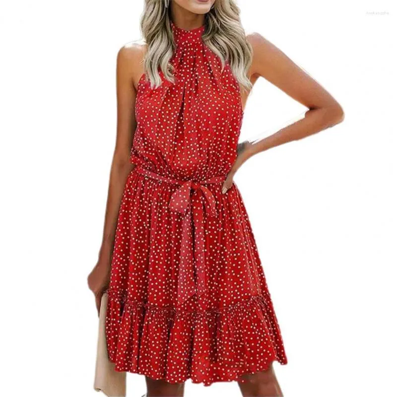 Casual Dresses Summer Dress Women Bohemian Ruffle Polka prickar Elegant damer fr￥n axel mode sexig semester