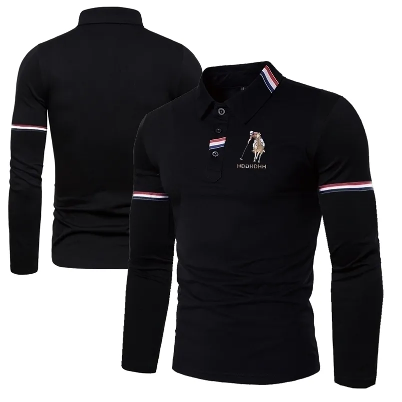 Herenpolo's HDDHDHH Poloshirt met lange mouwen en print Heren Lente Zakelijk Werkkleding Revers T-shirt 220926