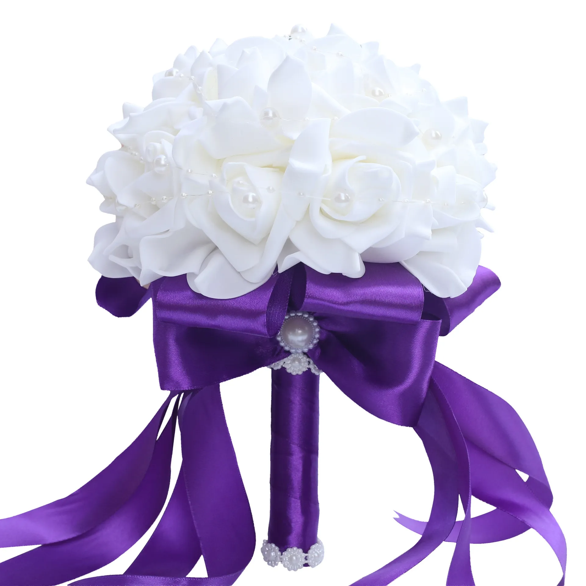 Bouquet Da Sposa Con Rose Artificiali Viola E Lilla – 22,9 X 25,4 Cm – Per Damigelle, Matrimoni E Feste A Tema