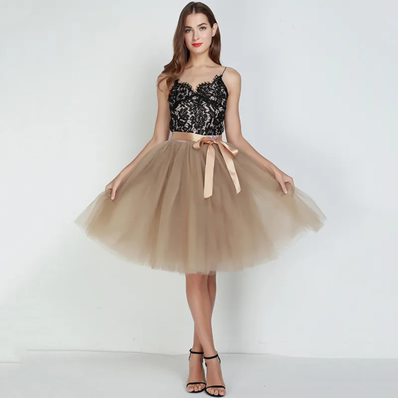 Skirts Summer Style Layers Knee Length Tutu Tulle Skirt High