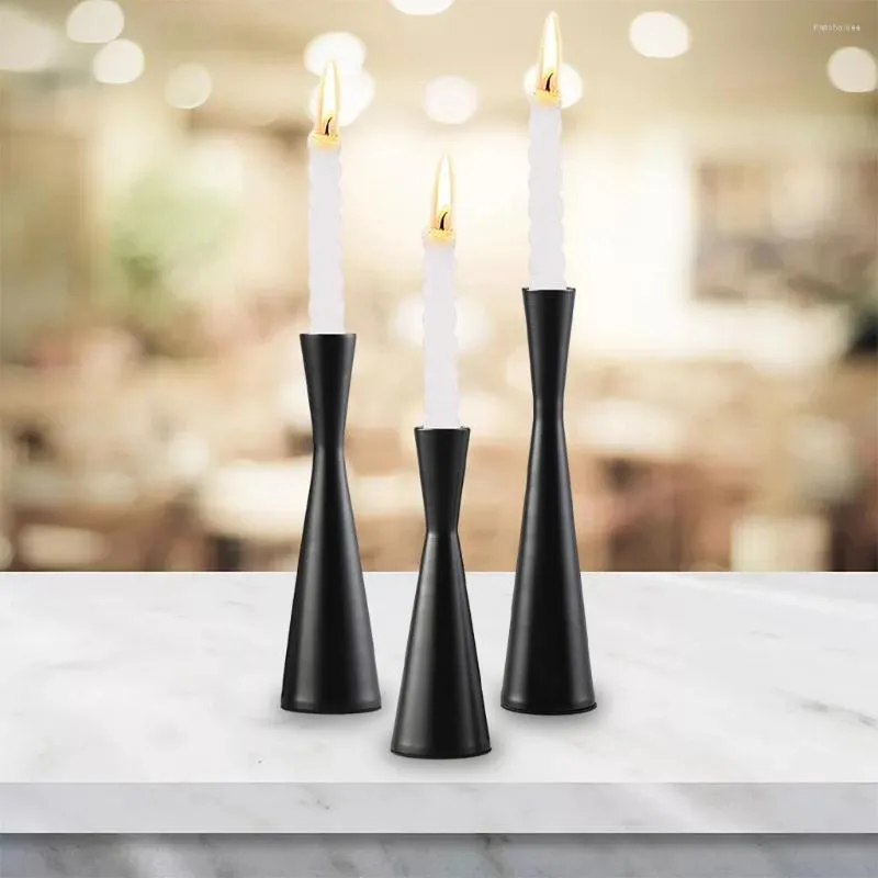 Candle Holders Set Of 3 Black Coating Candlestick Holder For Taper Candles Table Romantic Wedding Birthday Dinner Home & Bar Decorative