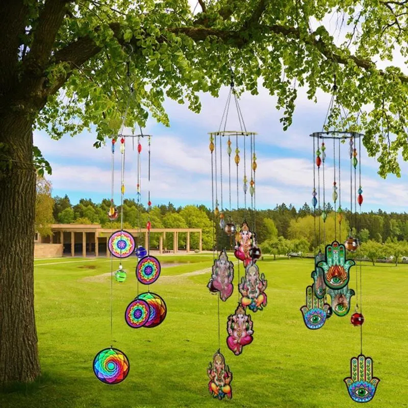 Dekoratif Figürinler Bahçe Rüzgar Zil Berrak Baskı Metal Katı Yapılmış Windchimes Bell Bitki Ağacı Dekoru Günlük Yaşam İçin