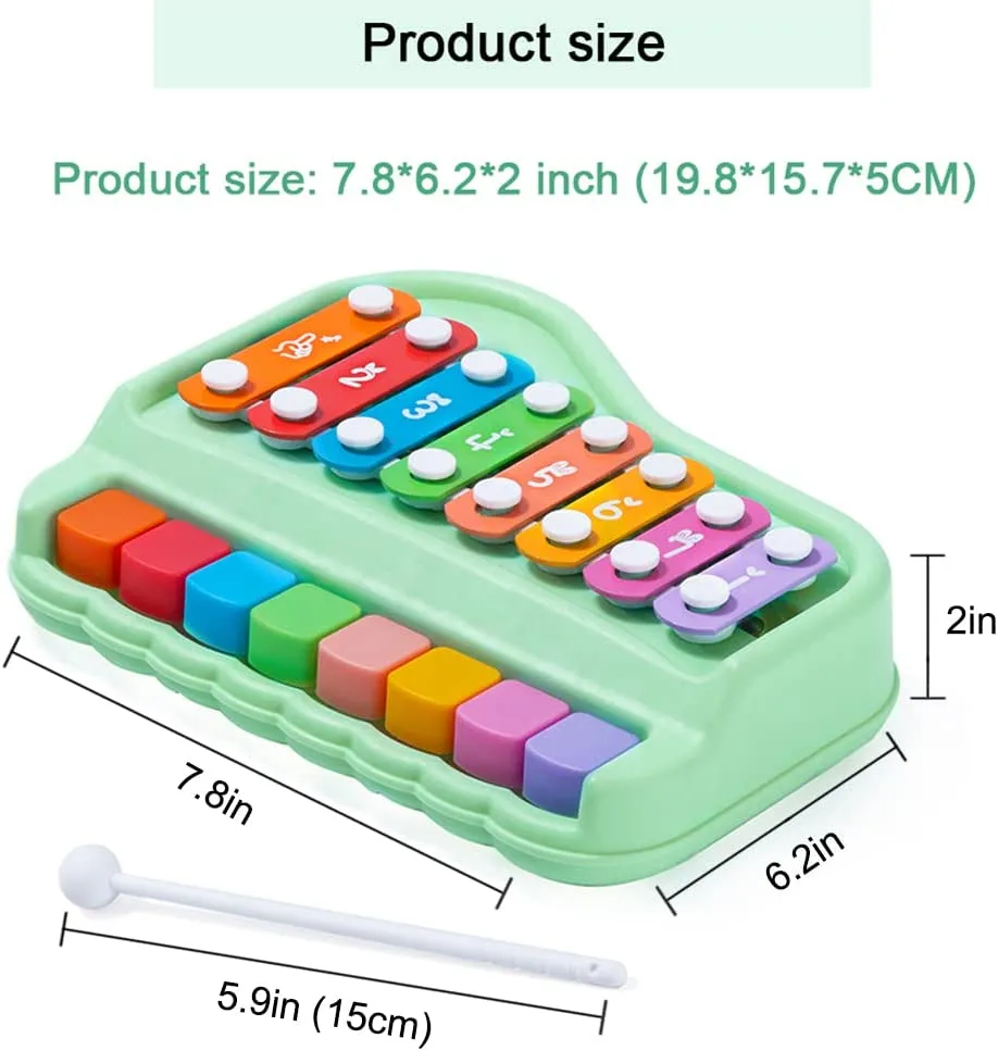 البيانو Xylophone 2 في 1 موسيقى الأطفال ولعب الصوت 8 مفاتيح متعددة المفاتيح لوحة مفاتيح البيانو الآلات التعلم الموسيقية لعبة