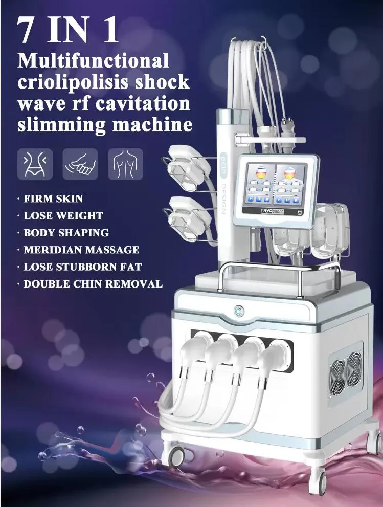 Professionele multi -bevriezing Slimme vacuüm Cavitatie Elektromagnetische schokgolf spier Pijn Verlichting Vet Cryo Freezen Slim Fat Removal Shockwave Beauty Machine