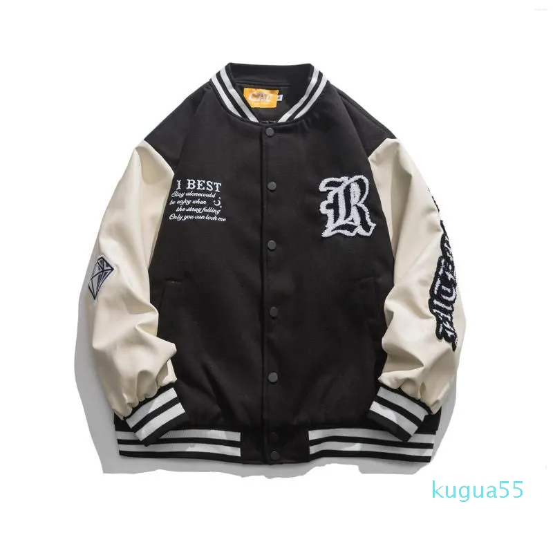 Men's Jackets Letterman School Team Baseball Uniform Loose Men's Sports Coat Pu Leather Stitched American Spring Jacket