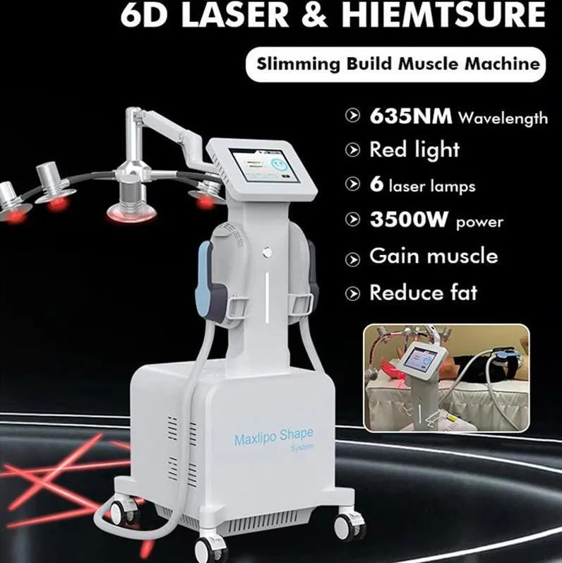 Am￩liorer EMSLIM 6D Laser Slimming Machine Perte de poids Fat R￩duire Diode Laser 532 Nm 635 Nm B￢timent musculaire et stimulateur Trainer Butt Lift Beauty ￉quipement de beaut￩