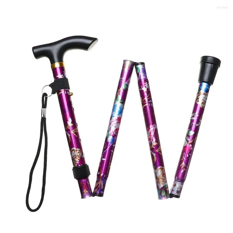 Trekking Poles Elderly Care Gift Aluminum Alloy Made Hiking Non-slip Crutches Folding Stick Walking Cane