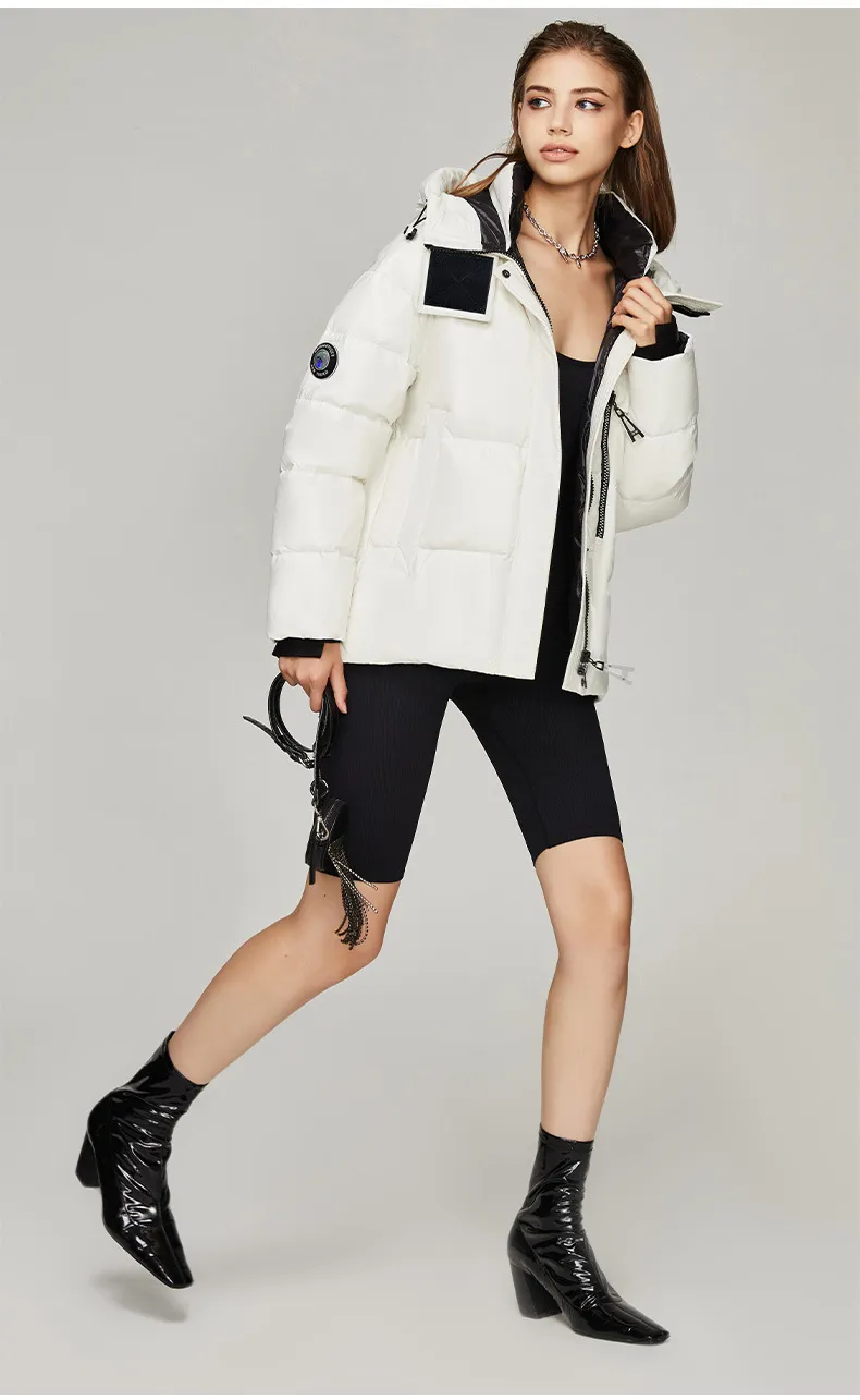 Casaco feminino inverno designer jaqueta de ganso canadense parkas mulheres jaquetas zíper casacos quentes com capuz real lobo pele titular branco e preto pele opcional vvt55s