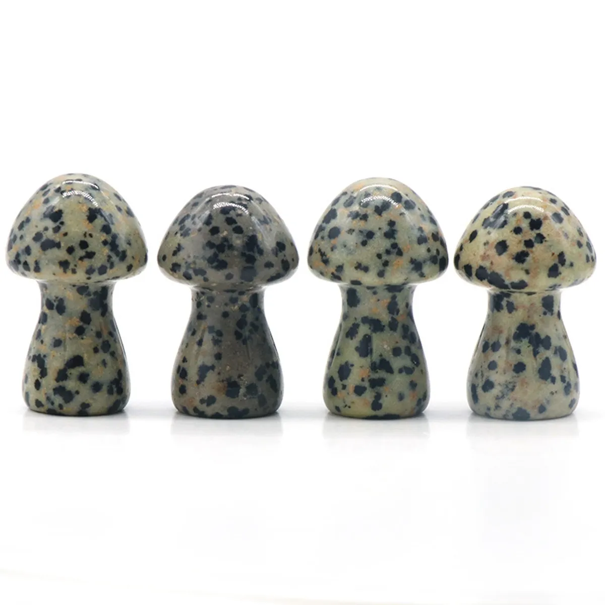 35MM Natural Dalmation Jasper Gemstone Crystal Mushroom Figurine Healing Stone Statue Carving Crafts Home Decoration