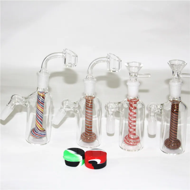 45 Derece 14mm Ashcatcher Cam Su Boruları Perkolator Kül Catcher Heady Dab Petrol Teçhizat Sigara içme Su Tütün Bong Boru