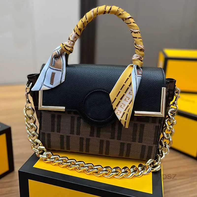 Akşam Çantaları Koltuk Altı Omuz Çantası Kadın Crossbody Çanta Çanta Çanta Moda Altın Barok Baskı Bez Çantalar Hakiki Deri Kanvas Metal Ch