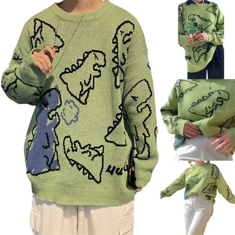 Bluzy damskie bluzy dinozaur druk dzianiny swetry pullover kobiet ubrania jesienne zima