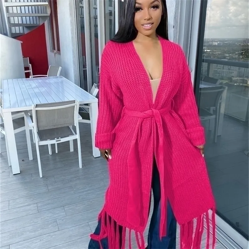 Save Big on Bulk Womens Knitted Cardigan Sweaters Women's Long Sleeve  Tassel Cardigan Cozy Autumn Knit Sweater With Belt, Open Stitch Design  Best