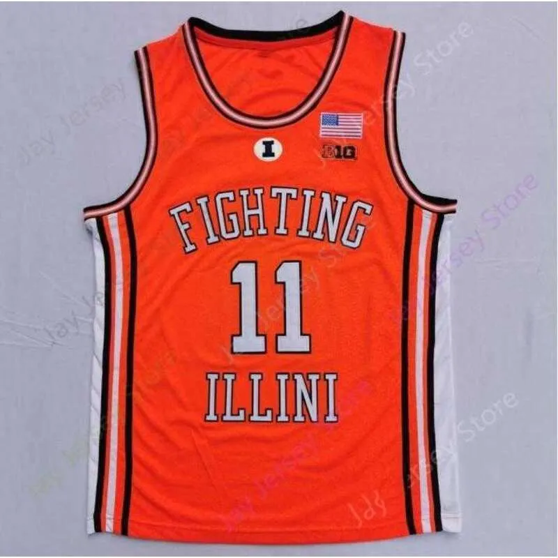 2021 New Illinois Fighting Illini 11 Ayo Dosunmu Jersey NCAA Collge Basketball Jerseys Orange Navy Men Size S-3XL